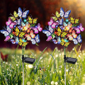 Solar Powered Multicolor LED Butterfly Stake Light - Weatherproof Flower Bed Lighting