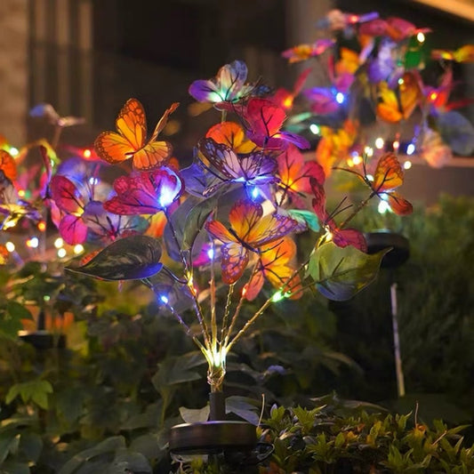 Solar Powered Multicolor LED Butterfly Stake Light - Weatherproof Flower Bed Lighting