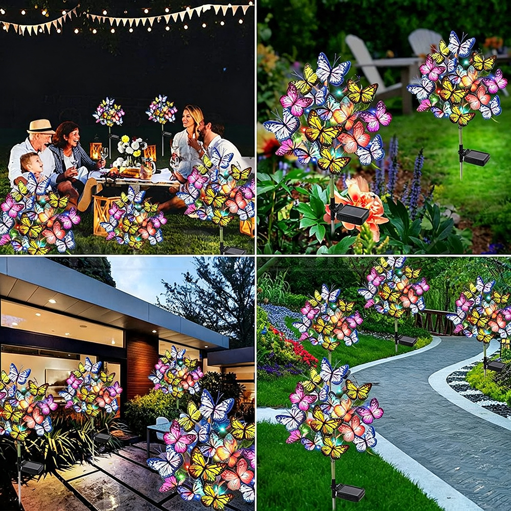 Solar Powered Multicolor LED Butterfly Stake Light - Weatherproof Flower Bed Lighting-View 4-Next Deal Shop