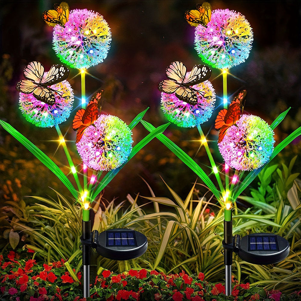 Solar Powered Dandelion Butterfly Garden Pathway Lawn Stake Light-View 2-Next Deal Shop