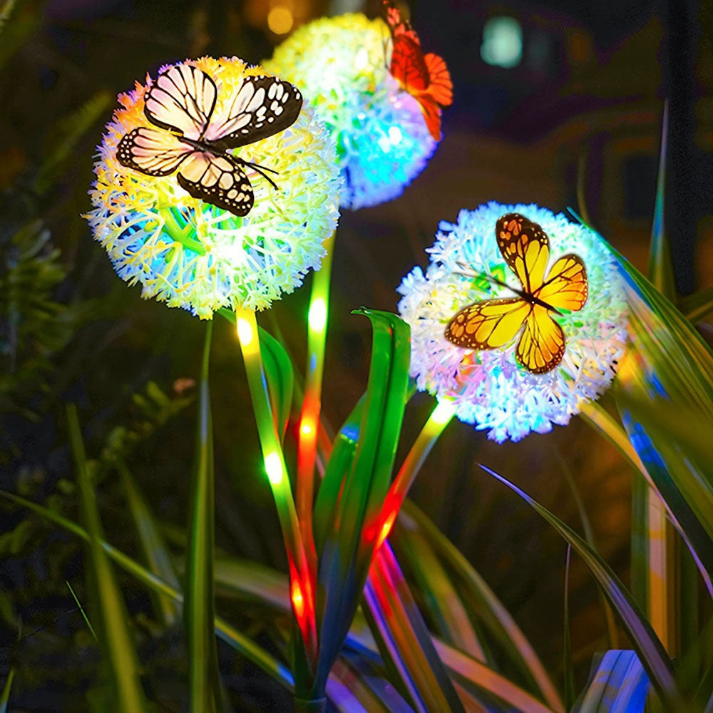 Solar Powered Dandelion Butterfly Garden Pathway Lawn Stake Light-View 3-Next Deal Shop