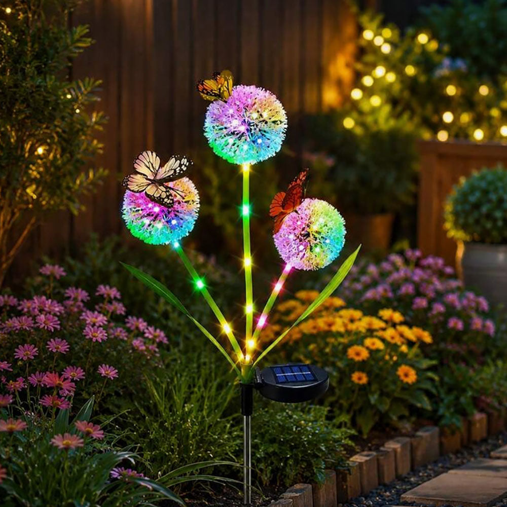 Solar Powered Dandelion Butterfly Garden Pathway Lawn Stake Light-View 4-Next Deal Shop