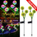 Solar Powered Multicolor LED Dandelion Stake Light  -  2 Pack, Weatherproof Outdoor Lawn Pathway Garden Lighting