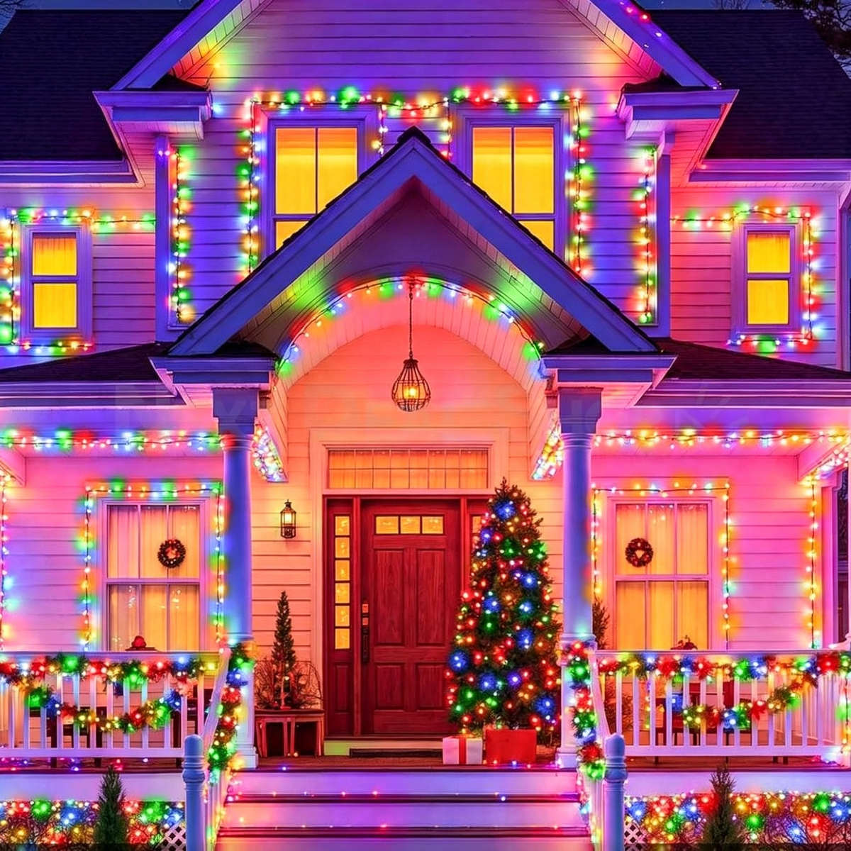 Solar Powered Multicolor LED Fairy String Lights  -  Weatherproof Patio & Tree Accent Lighting