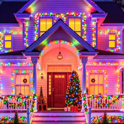 Solar Powered Multicolor LED Fairy String Lights  -  Weatherproof Patio & Tree Accent Lighting