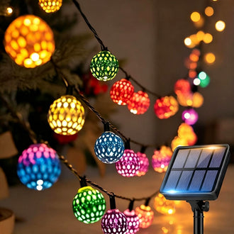 Solar Powered Multicolor LED Moroccan String Lights‑Weatherproof Patio & Garden Lighting