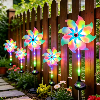 Solar Powered Multicolor LED Pinwheel Garden Stake Light - IP65 Waterproof Yard Lighting-View 2-Next Deal Shop