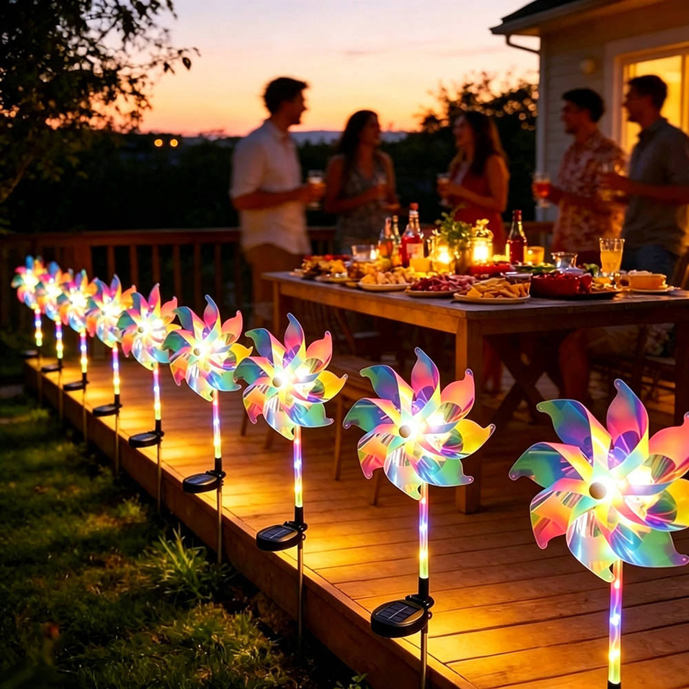 Solar Powered Multicolor LED Pinwheel Garden Stake Light - IP65 Waterproof Yard Lighting-View 3-Next Deal Shop