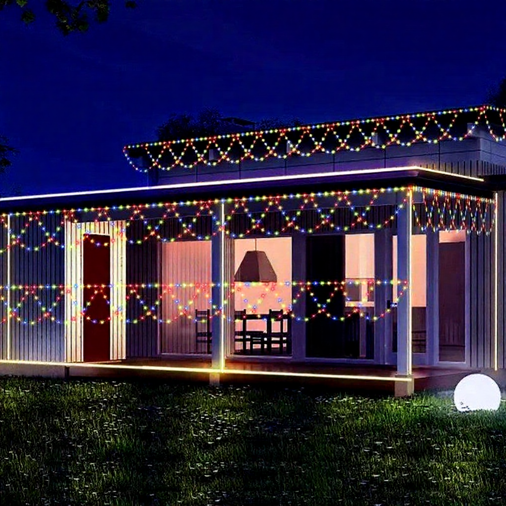 Solar Powered Multicolor LED Semicircle String Lights - Weatherproof Outdoor Holiday Lighting
