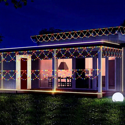 Solar Powered Multicolor LED Semicircle String Lights - Weatherproof Outdoor Holiday Lighting