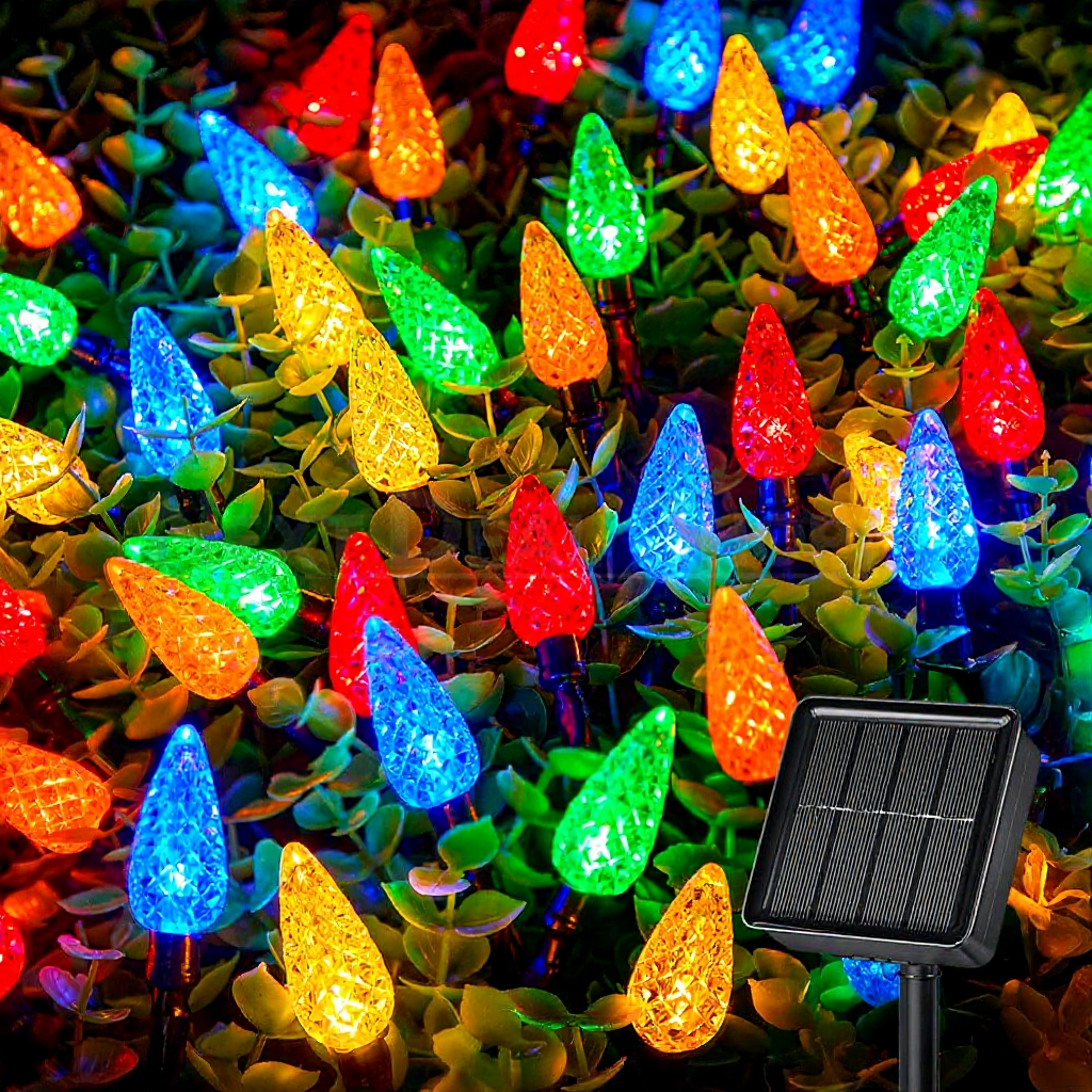 Solar Powered Multicolor LED Strawberry String Lights - Weatherproof Patio & Tree Accent Lighting