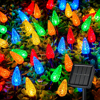 Solar Powered Multicolor LED Strawberry String Lights - Weatherproof Patio & Tree Accent Lighting