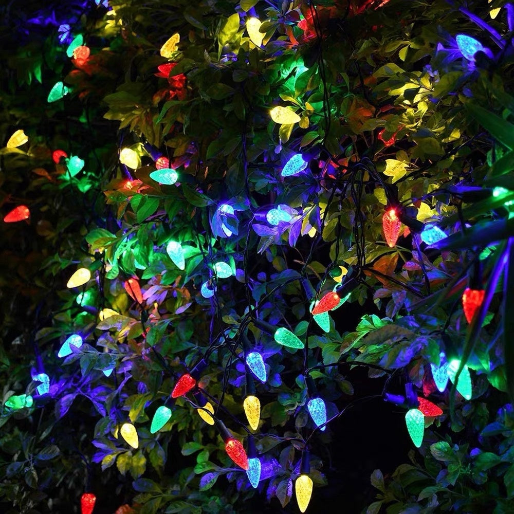 Solar Powered Multicolor LED Strawberry String Lights - Weatherproof Patio & Tree Accent Lighting