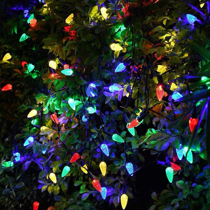 Solar Powered Multicolor LED Strawberry String Lights - Weatherproof Patio & Tree Accent Lighting