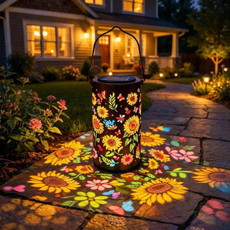 Solar Powered Multicolor LED Sunflower Metal Lantern ‑ Weatherproof Patio & Deck Lighting