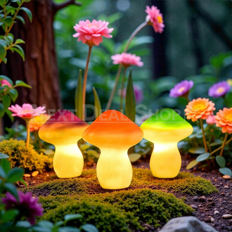 Solar-Powered Mushroom Stake Lights