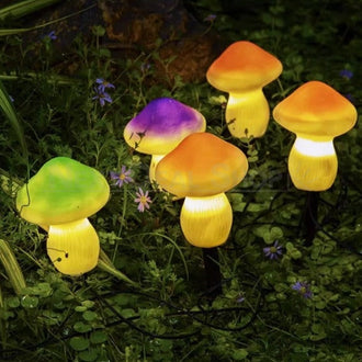 Solar-Powered Mushroom Stake Lights