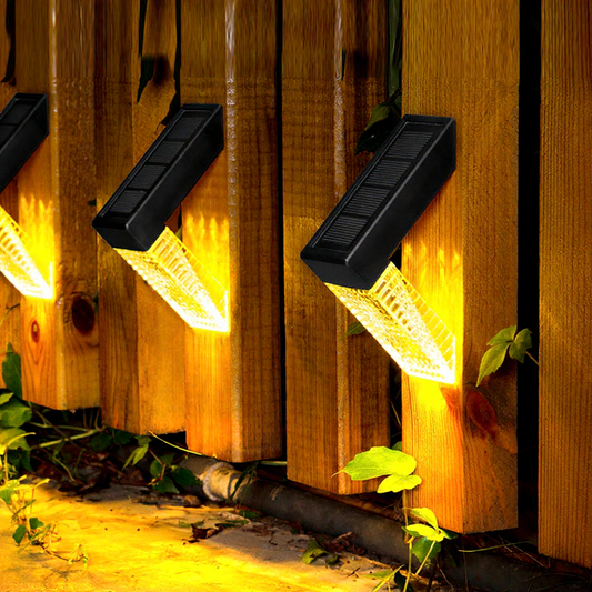 Solar Powered Outdoor Deck Fence Light - 2 Pack, Weatherproof Outdoor Deck Patio Garden Exterior Lighting