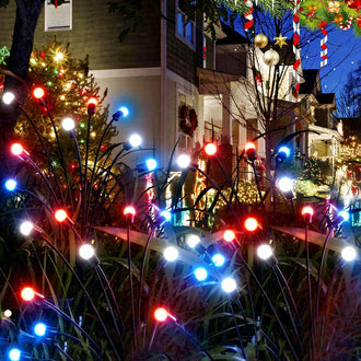 Solar Powered Patriotic LED Firefly Stake Lights -  Waterproof Outdoor Lawn Patio Garden Lighting