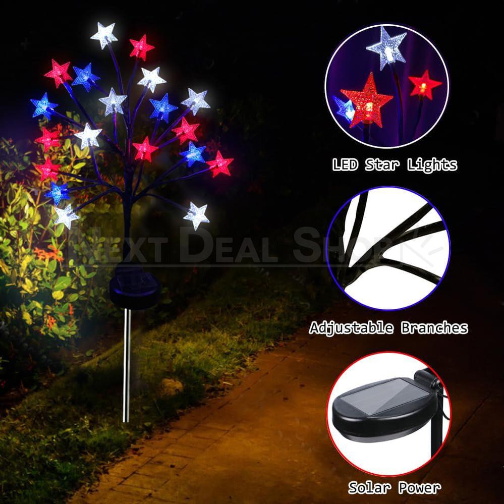 Patriotic Solar Powered LED Star Stake Light-View 5-Next Deal Shop