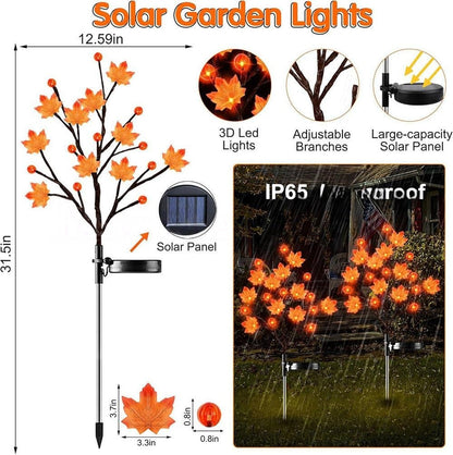 Solar Powered Pumpkin Maple Leaf Stake Light ‑ Waterproof Outdoor Yard Garden Lawn Pathway Halloween Thanksgiving Fall Decor Lighting