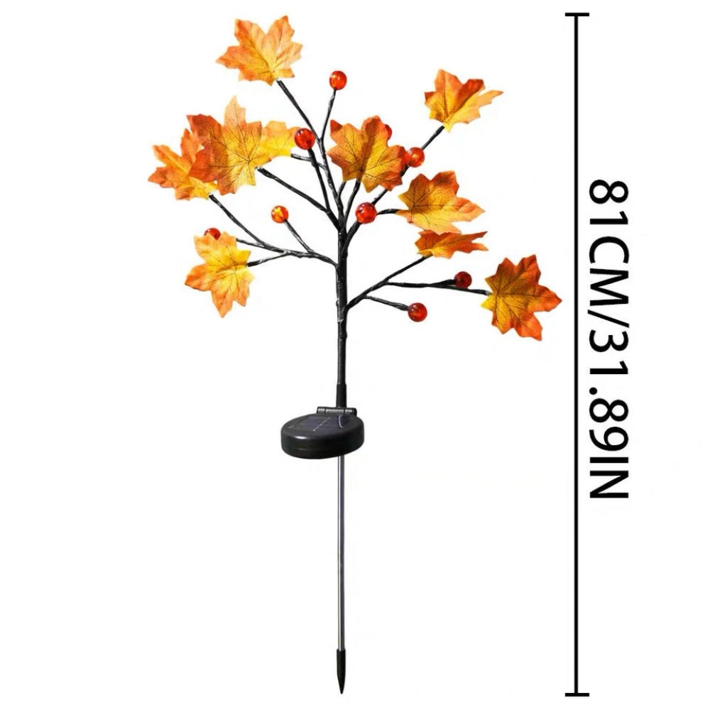 Solar Powered Pumpkin Maple Leaf Stake Light ‑ Waterproof Outdoor Yard Garden Lawn Pathway Halloween Thanksgiving Fall Decor Lighting
