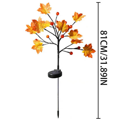 Solar Powered Pumpkin Maple Leaf Stake Light ‑ Waterproof Outdoor Yard Garden Lawn Pathway Halloween Thanksgiving Fall Decor Lighting