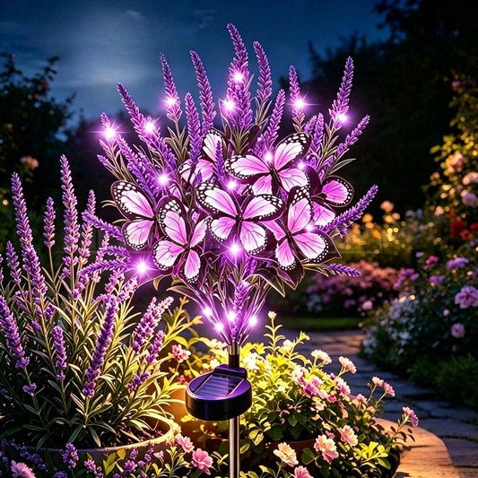 Solar Powered Purple LED Butterfly Lavender Stake Light - Weatherproof Garden Pathway & Lawn Lighting-View 3-Next Deal Shop