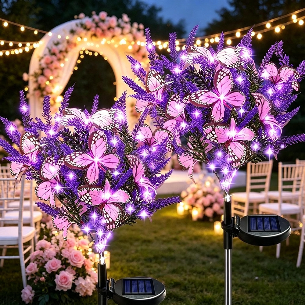 Solar Powered Purple LED Butterfly Lavender Stake Light - Weatherproof Garden Pathway & Lawn Lighting-View 4-Next Deal Shop