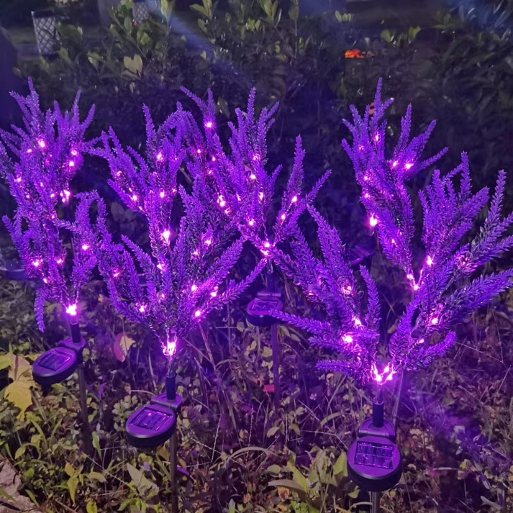 Solar Powered Purple LED Lavender Garden Stake Light - Pack of 2, Weatherproof Lawn Pathway Lighting
