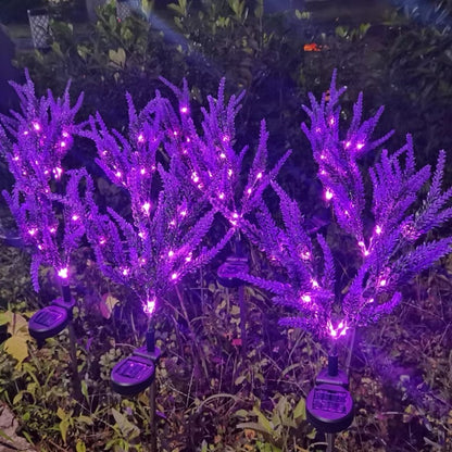 Solar Powered Purple LED Lavender Garden Stake Light - Pack of 2, Weatherproof Lawn Pathway Lighting