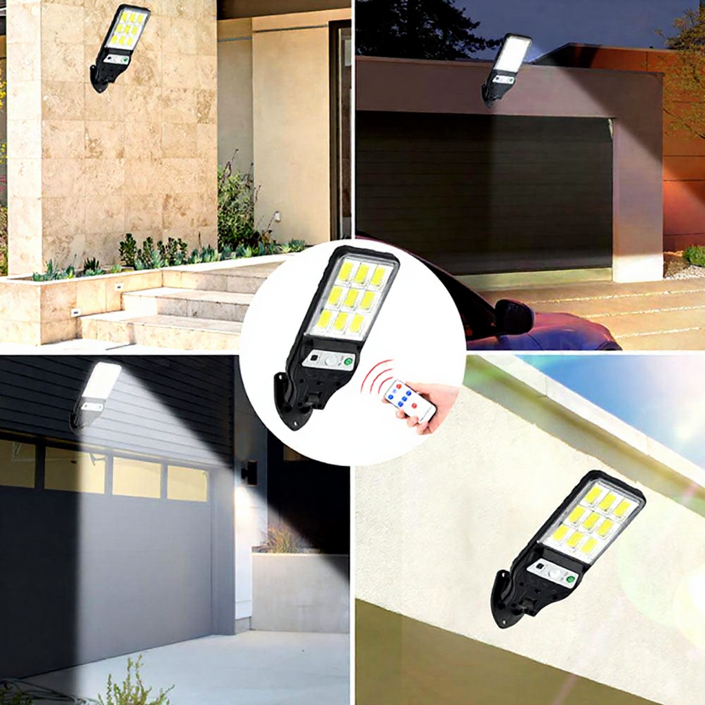 Solar Powered Remote Controlled Motion Sensor LED Wall Light - Weatherproof Outdoor Patio Exterior Lighting