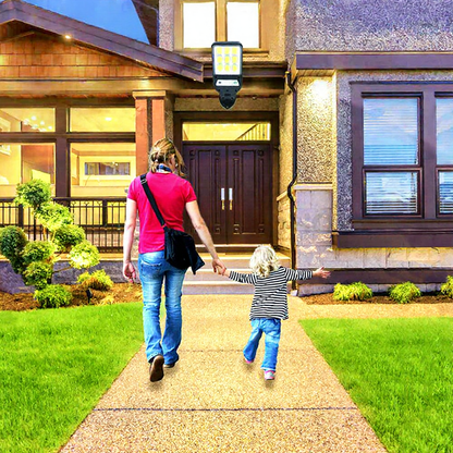 Solar Powered Remote Controlled Motion Sensor LED Wall Light - Weatherproof Outdoor Patio Exterior Lighting