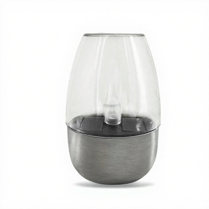 Solar Powered Stainless Steel Flickering LED Candle Light - Waterproof Outdoor Table Decor