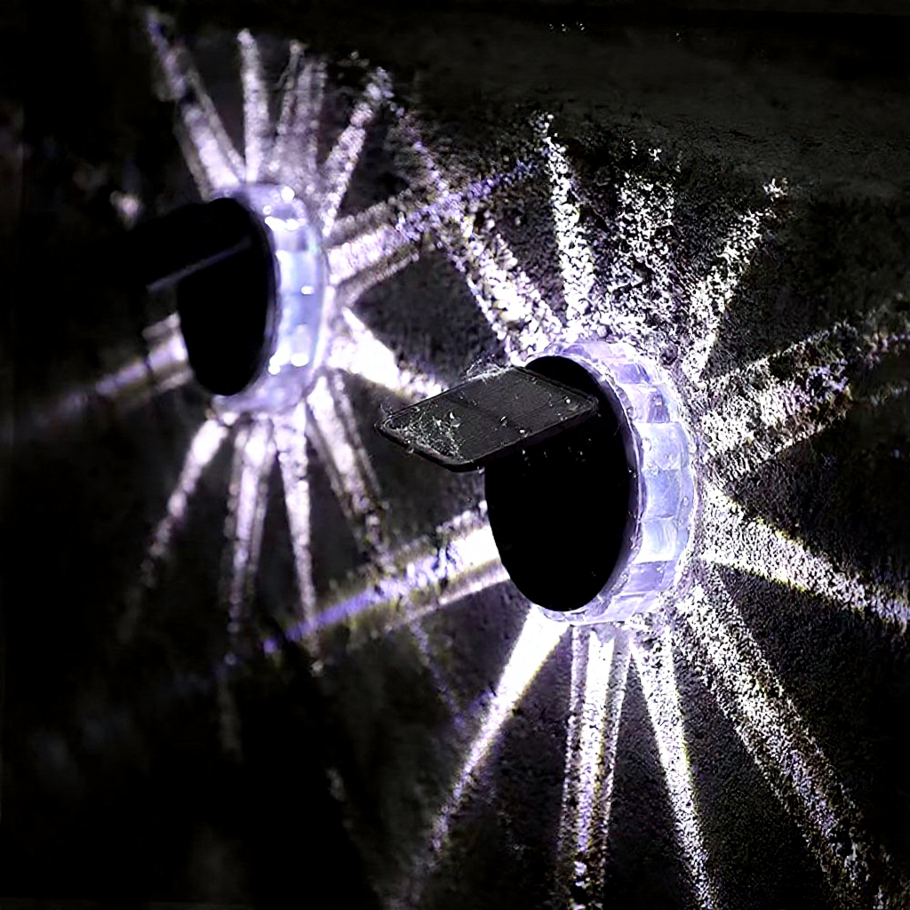 Solar Powered Starburst LED Wall Light - Weatherproof Outdoor Patio Exterior Lighting