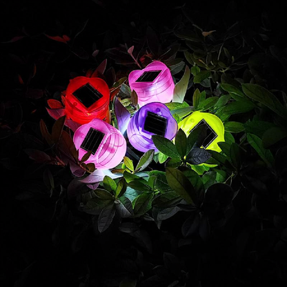 Solar Powered Tulip Flower Garden Stake Light - 4 Pcs, Weatherproof Yard Lawn Flower Bed Patio Outdoor Decor Lighting