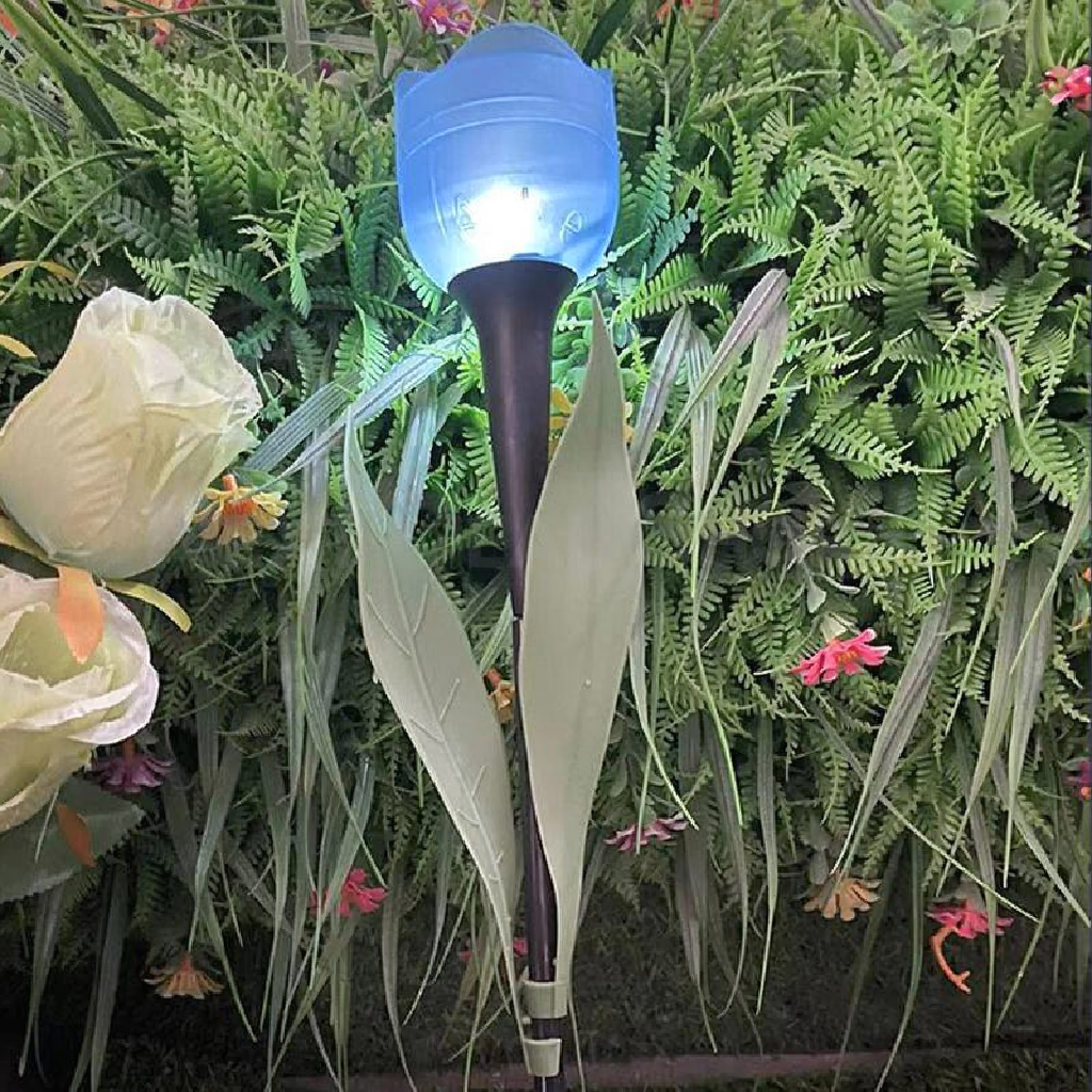 Solar Powered Tulip Flower Garden Stake Light - 4 Pcs, Weatherproof Yard Lawn Flower Bed Patio Outdoor Decor Lighting