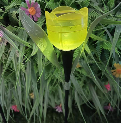 Solar Powered Tulip Flower Garden Stake Light - 4 Pcs, Weatherproof Yard Lawn Flower Bed Patio Outdoor Decor Lighting