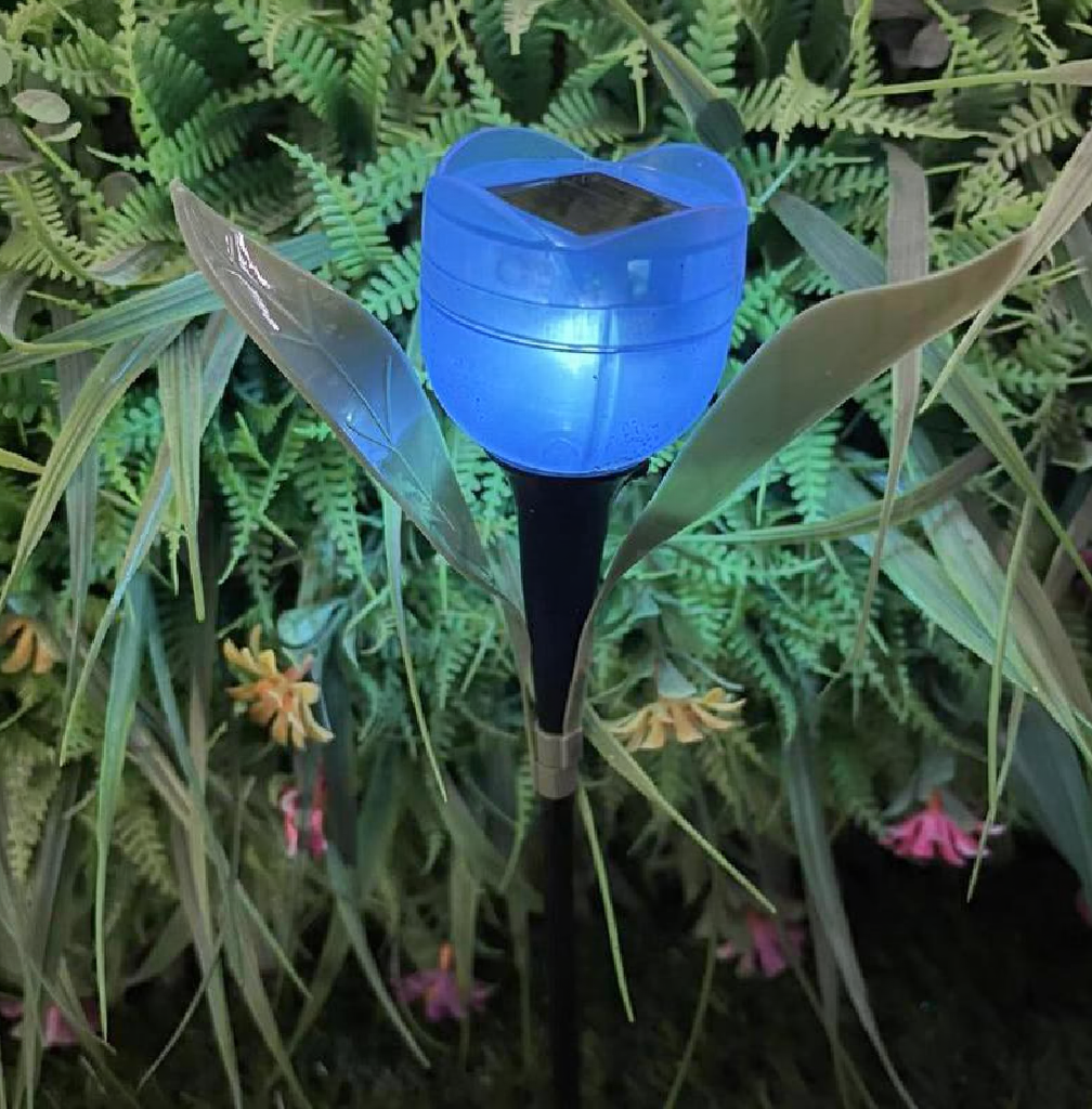 Solar Powered Tulip Flower Garden Stake Light - 4 Pcs, Weatherproof Yard Lawn Flower Bed Patio Outdoor Decor Lighting