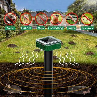 Solar Powered Ultrasonic Mole Repellent Stake