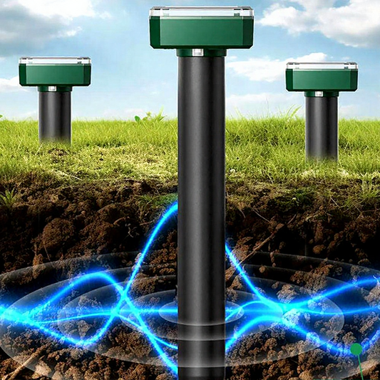 Solar Powered Ultrasonic Mole Repellent Stake - Waterproof Outdoor Lawn Yard Pest Control Accessory