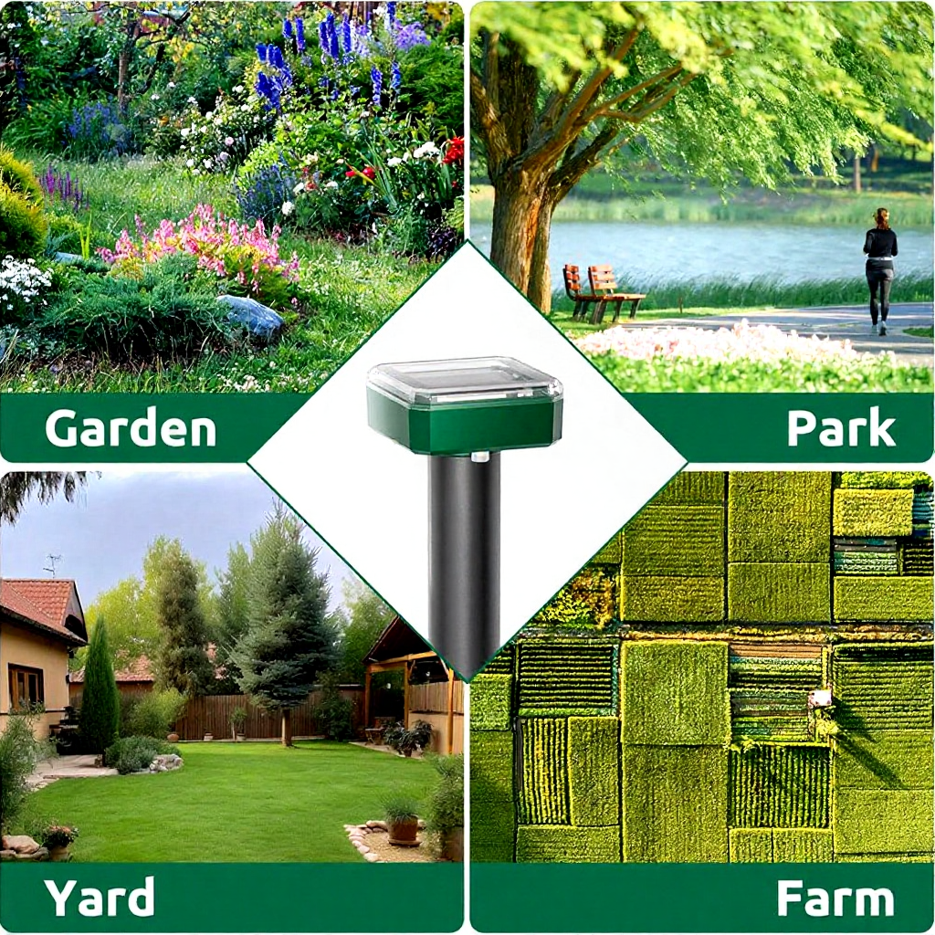Solar Powered Ultrasonic Mole Repellent Stake - Waterproof Outdoor Lawn Yard Pest Control Accessory