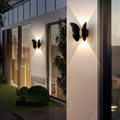 Solar Powered Up & Down Warm White LED Butterfly Wall Lights - Weatherproof Patio & Fence Lighting