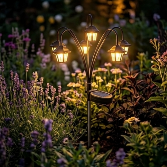 Solar Powered Vintage Lantern Garden Stake Light - Outdoor Pathway Yard Lawn Patio Flower Bed Decor
