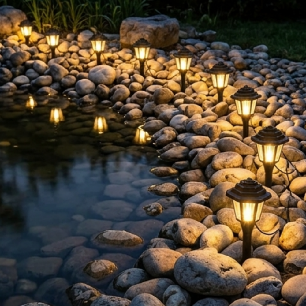 Solar Powered Vintage Mini Lantern Pathway Stake Lights - 10 LED, Waterproof Landscape Garden Lawn Yard Lighting