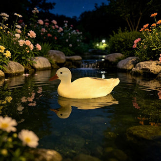 Solar Powered Warm LED Floating‑Duck Pond Lights ‑ Waterproof Pool & Pond Lighting