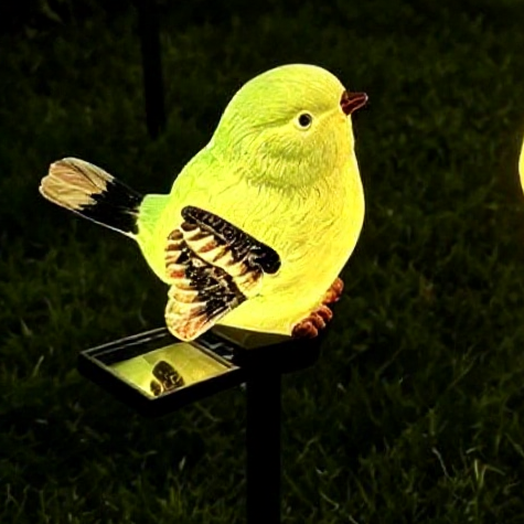 Solar Powered Warm White LED Bird Figurine Garden Stake Light - Weatherproof Lawn & Pathway Lighting