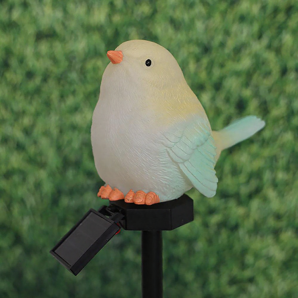 Solar Powered Warm White LED Bird Figurine Garden Stake Light - Weatherproof Lawn & Pathway Lighting