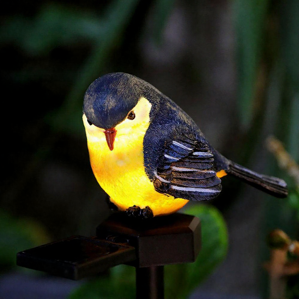 Solar Powered Warm White LED Bird Stake Light - Waterproof Outdoor Lawn Patio Garden Lighting