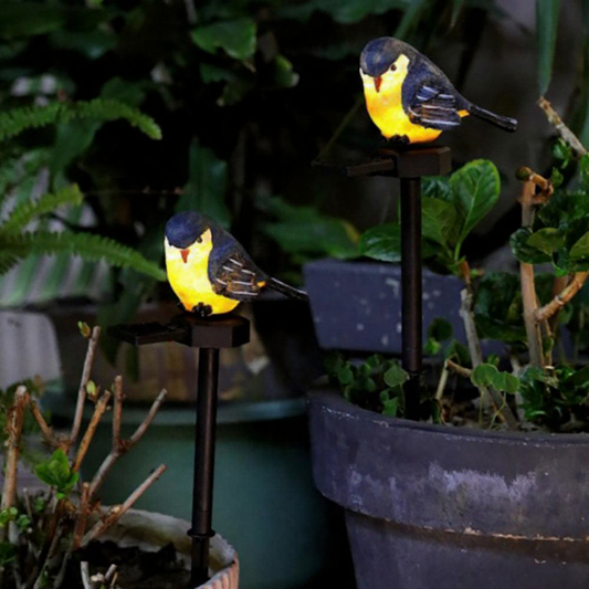 Solar Powered Warm White LED Bird Stake Light - Waterproof Outdoor Lawn Patio Garden Lighting